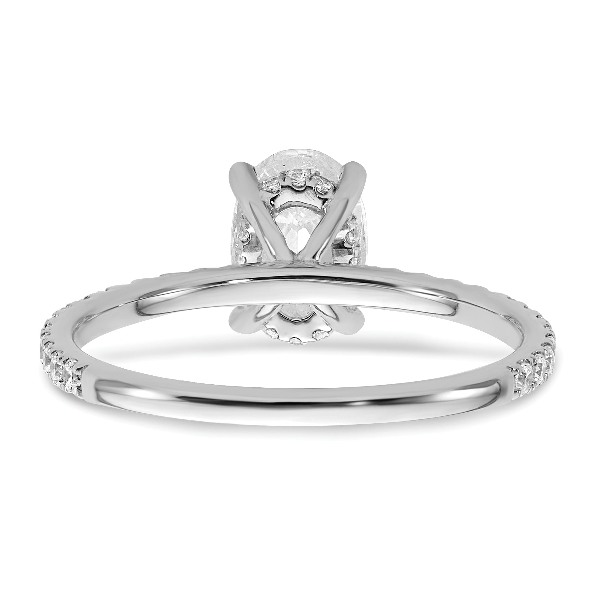 14k White Gold 1 1/3 carat Certified Lab Grown Diamond VS+ F+ Oval Complete Solitaire with Flair Engagement Ring