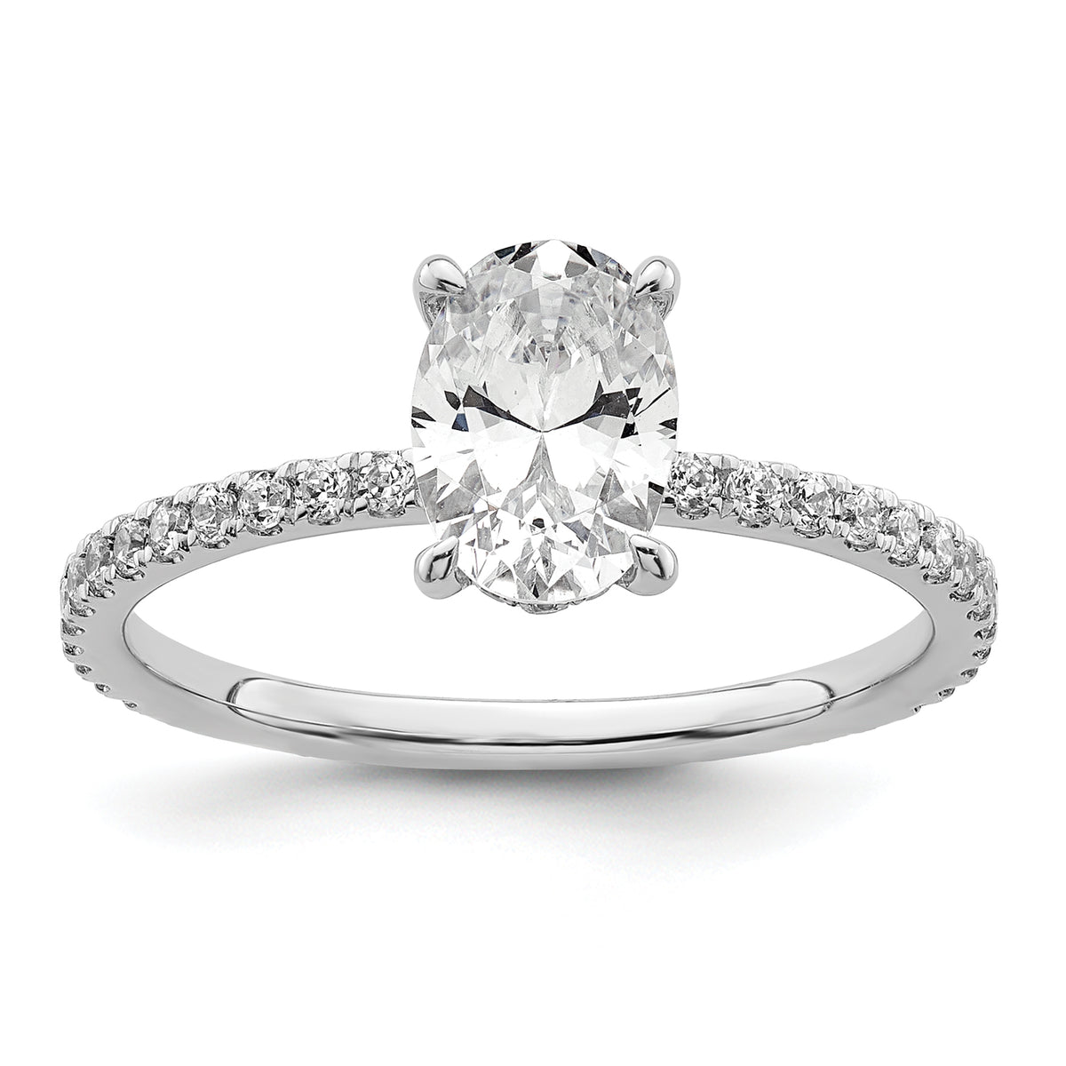14k White Gold 1 1/3 carat Certified Lab Grown Diamond VS/SI+ G+ Oval Complete Solitaire with Flair Engagement Ring