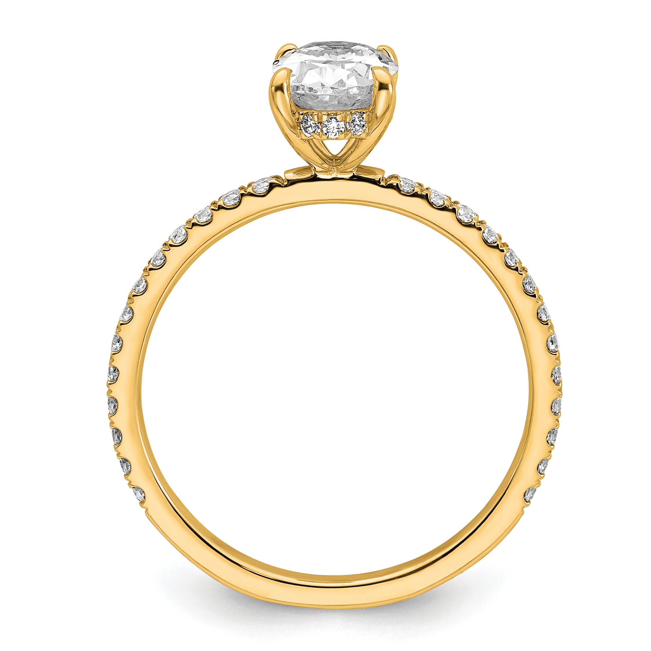14k 1 1/3 carat Certified Lab Grown Diamond VS+ F+ Oval Complete Solitaire with Flair Engagement Ring