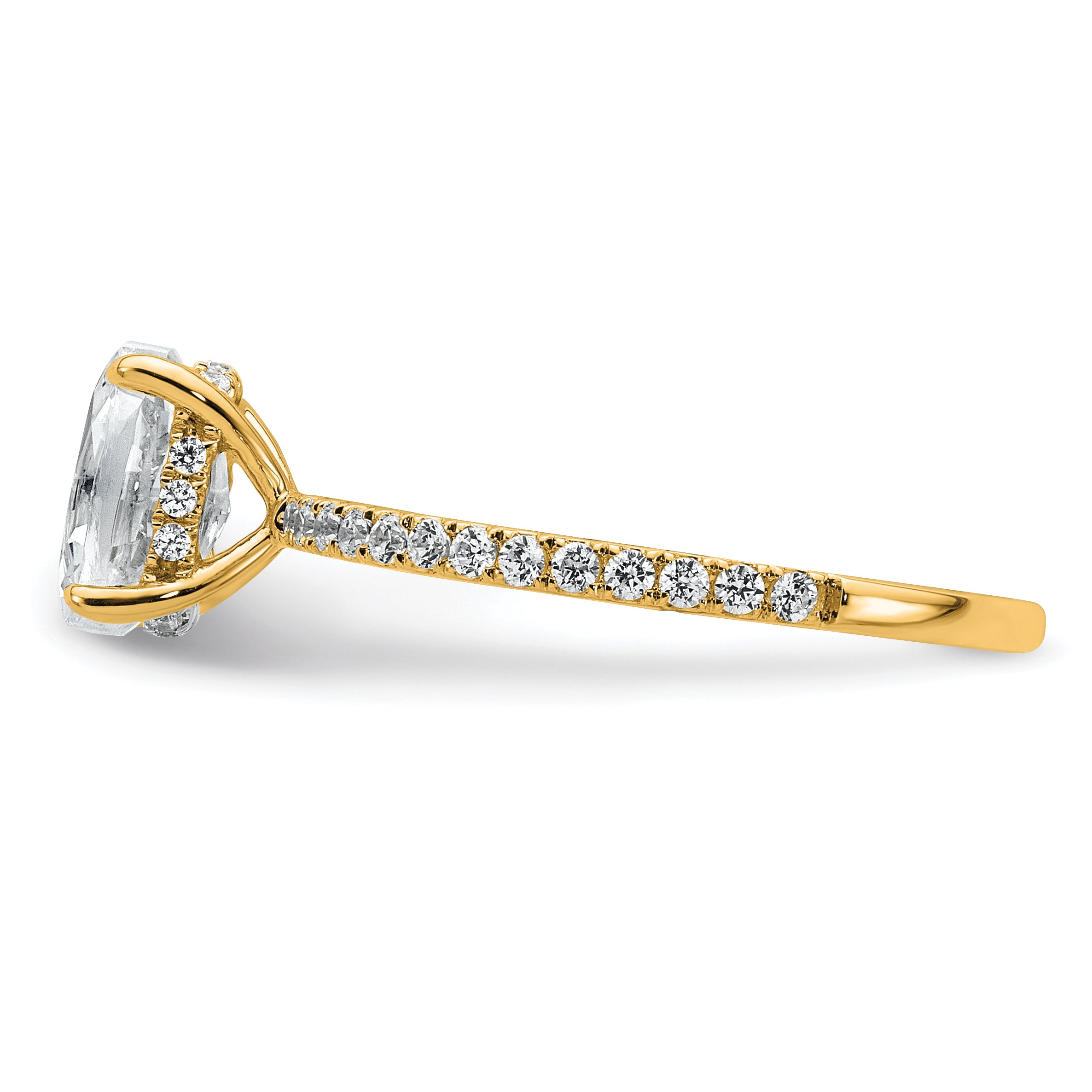 14k 1 1/3 carat Certified Lab Grown Diamond VS/SI+ G+ Oval Complete Solitaire with Flair Engagement Ring