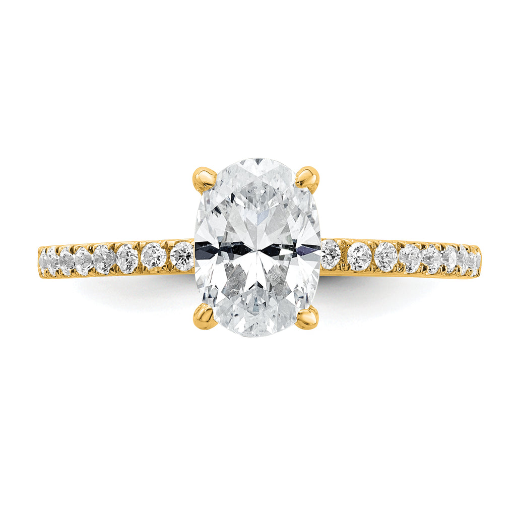 14k 1 1/3 carat Certified Lab Grown Diamond VS+ F+ Oval Complete Solitaire with Flair Engagement Ring