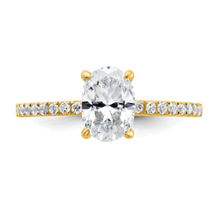 14k 1 1/3 carat Certified Lab Grown Diamond VS+ F+ Oval Complete Solitaire with Flair Engagement Ring