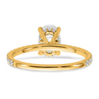 14k 1 1/3 carat Certified Lab Grown Diamond VS+ F+ Oval Complete Solitaire with Flair Engagement Ring