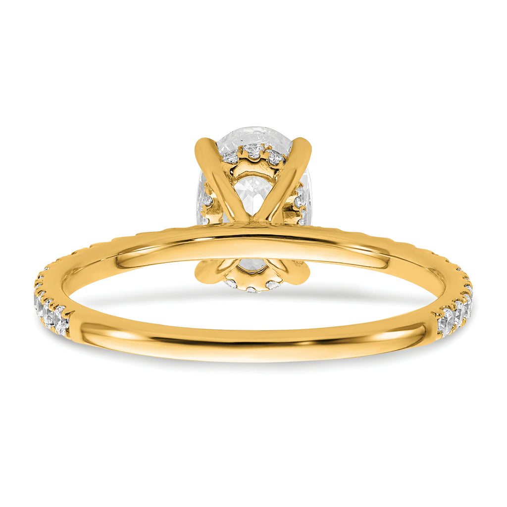 14k 1 1/3 carat Certified Lab Grown Diamond VS/SI+ G+ Oval Complete Solitaire with Flair Engagement Ring