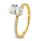 14k 1 1/3 carat Certified Lab Grown Diamond VS+ F+ Oval Complete Solitaire with Flair Engagement Ring