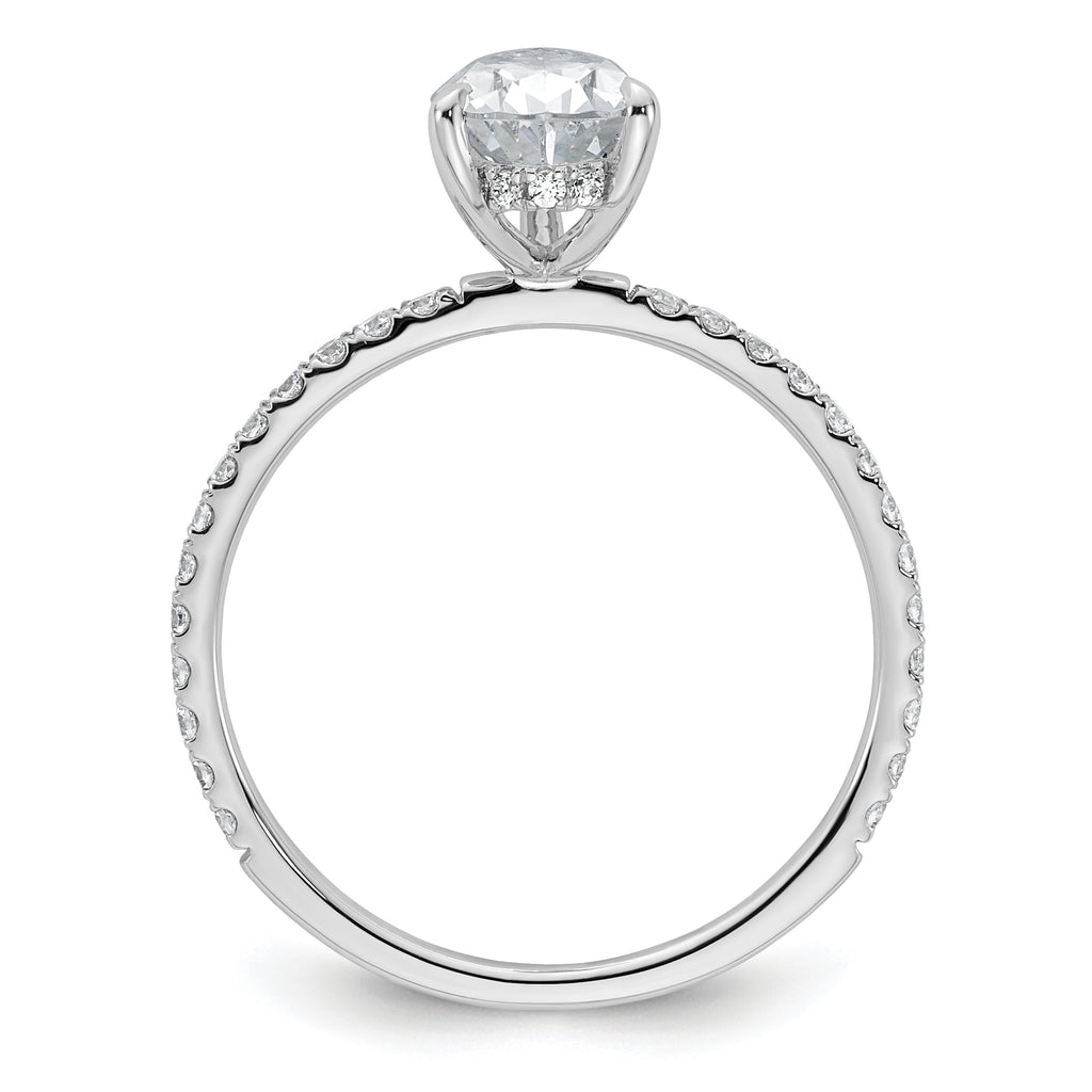 14k White Gold 1 3/8 carat Certified Lab Grown Diamond VS+ F+ Pear Complete Solitaire with Flair Engagement Ring
