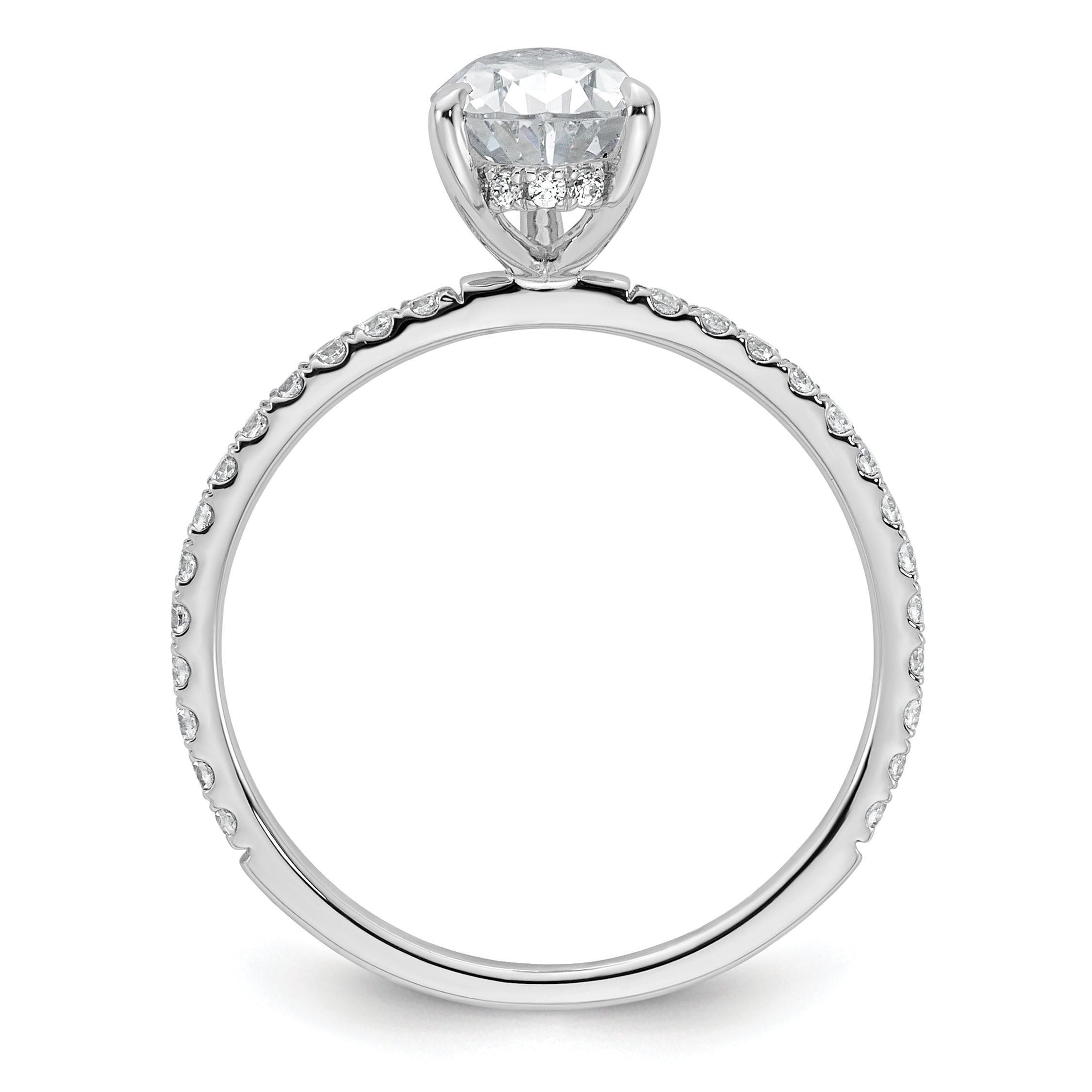 14k White Gold 1 3/8 carat Certified Lab Grown Diamond VS+ F+ Pear Complete Solitaire with Flair Engagement Ring