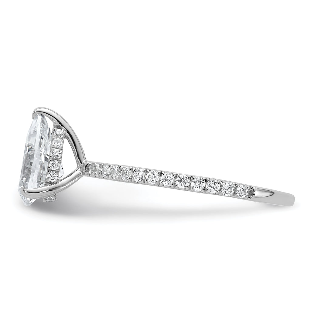 14k White Gold 1 3/8 carat Certified Lab Grown Diamond VS+ F+ Pear Complete Solitaire with Flair Engagement Ring
