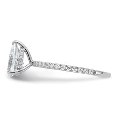 14k White Gold 1 3/8 carat Certified Lab Grown Diamond VS+ F+ Pear Complete Solitaire with Flair Engagement Ring