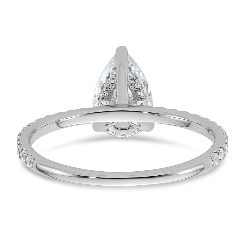 14k White Gold 1 3/8 carat Certified Lab Grown Diamond VS+ F+ Pear Complete Solitaire with Flair Engagement Ring