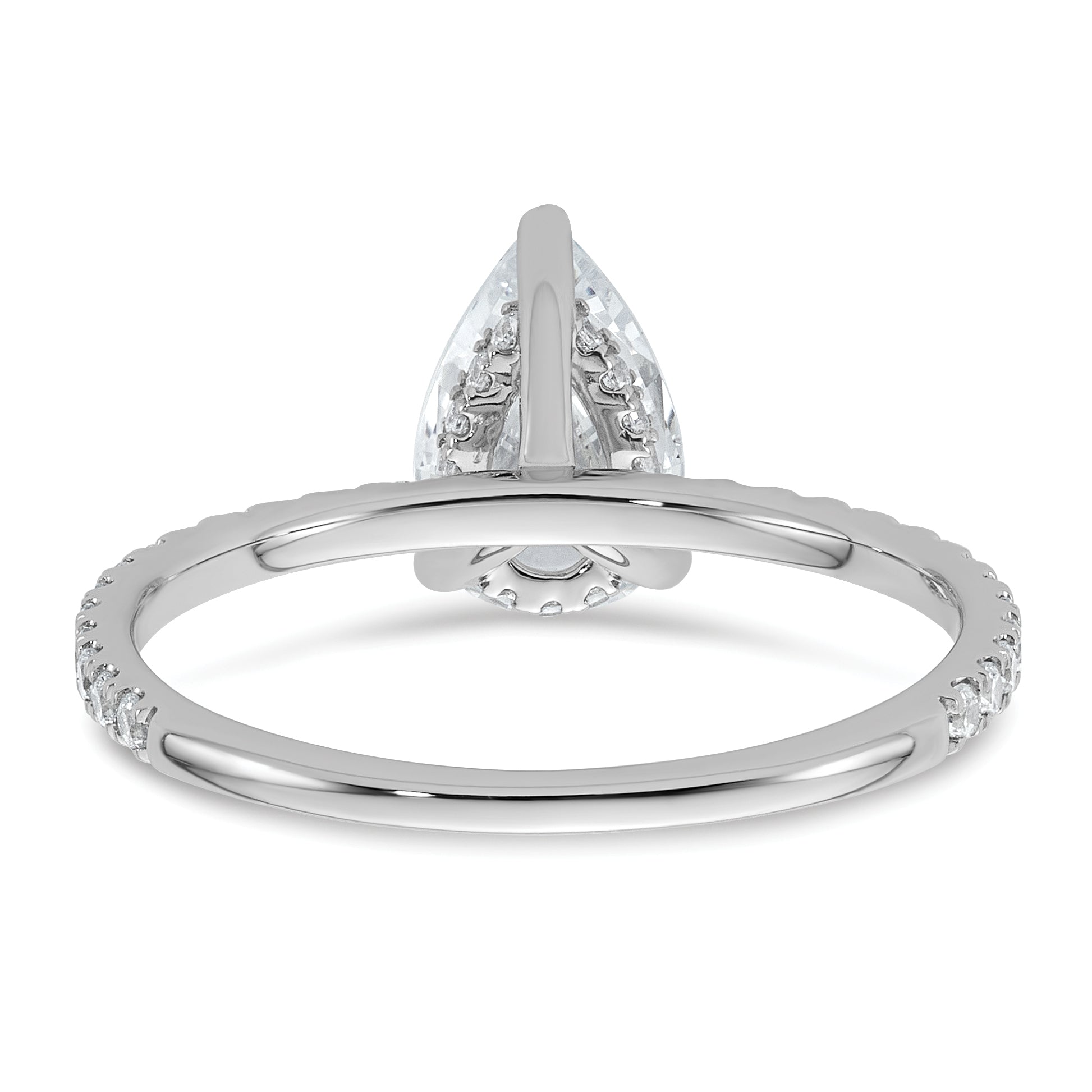 14k White Gold 1 3/8 carat Certified Lab Grown Diamond VS+ F+ Pear Complete Solitaire with Flair Engagement Ring