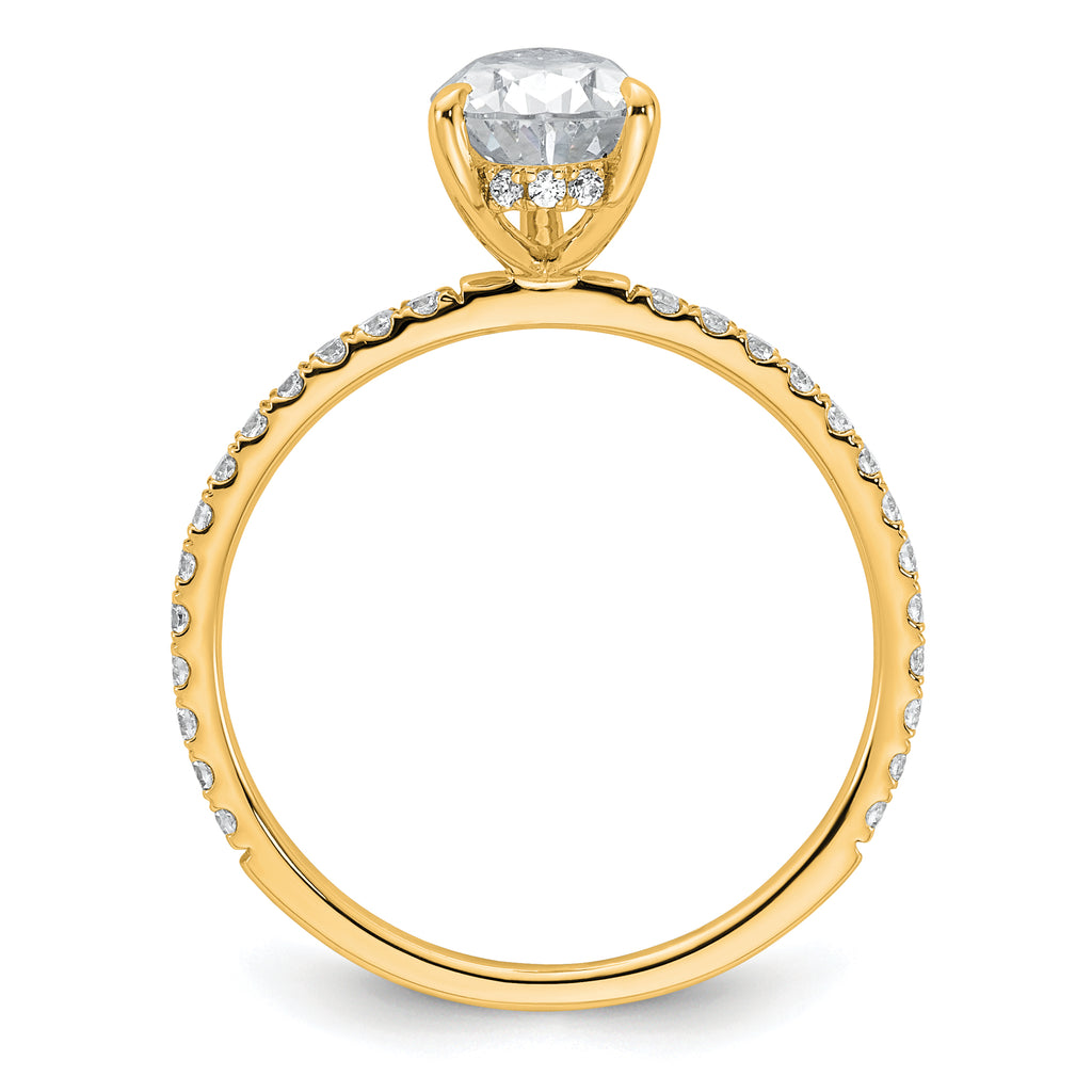 14k 1 3/8 carat Certified Lab Grown Diamond VS+ F+ Pear Complete Solitaire with Flair Engagement Ring