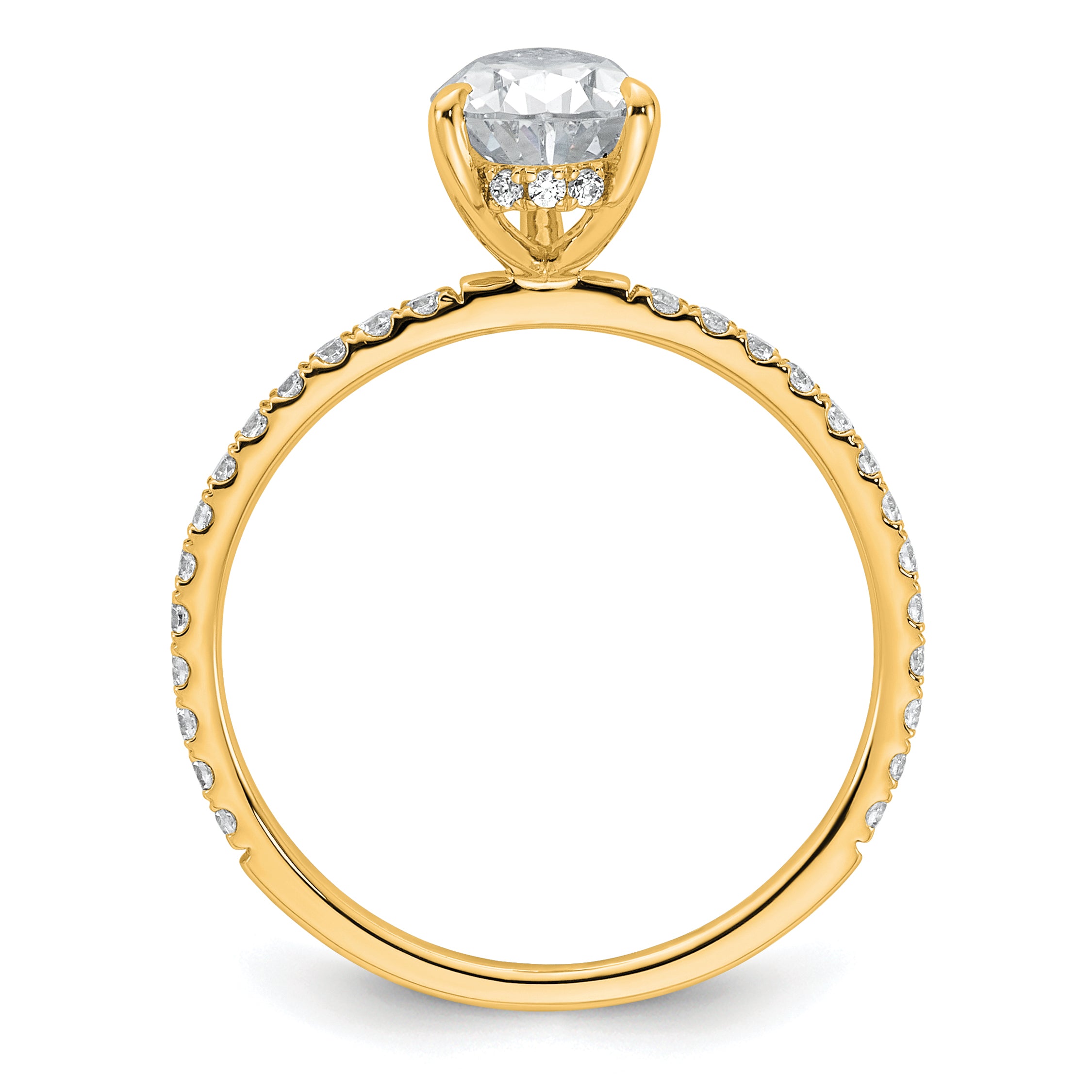 14k 1 3/8 carat Certified Lab Grown Diamond VS+ F+ Pear Complete Solitaire with Flair Engagement Ring