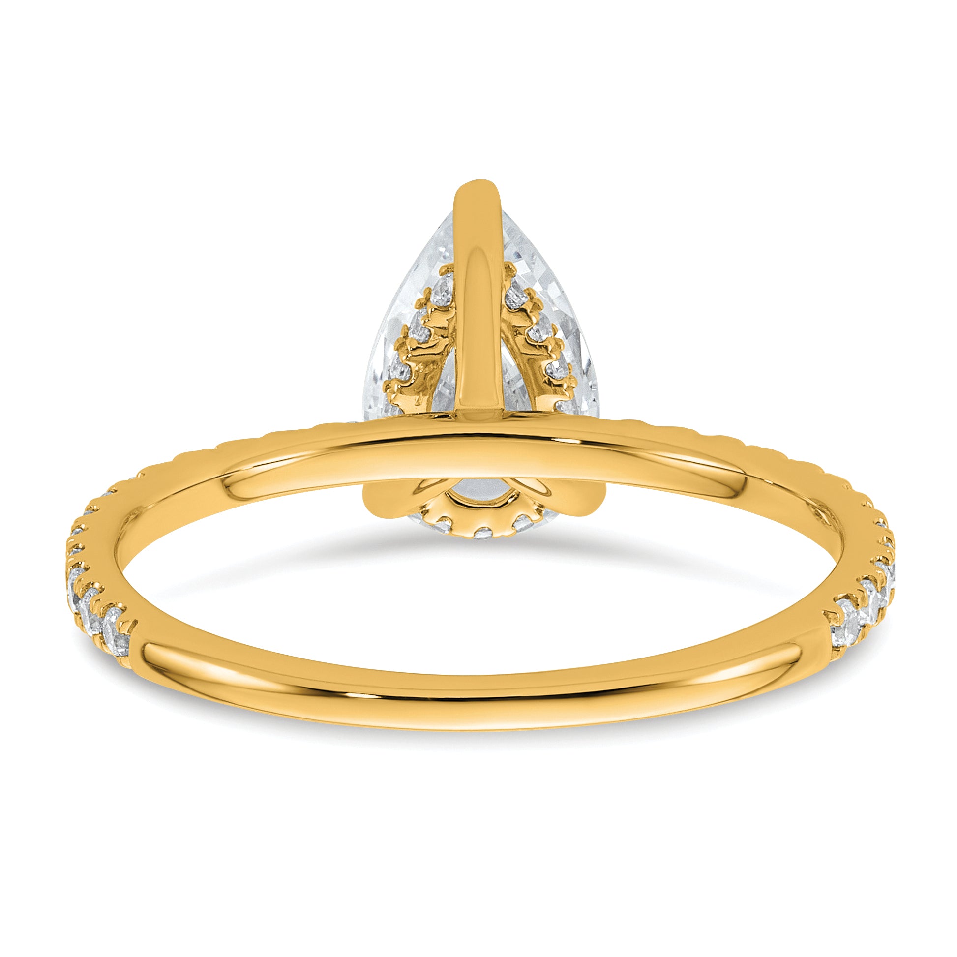 14k 1 3/8 carat Certified Lab Grown Diamond VS/SI+ G+ Pear Complete Solitaire with Flair Engagement Ring