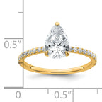 14k 1 3/8 carat Certified Lab Grown Diamond VS/SI+ G+ Pear Complete Solitaire with Flair Engagement Ring