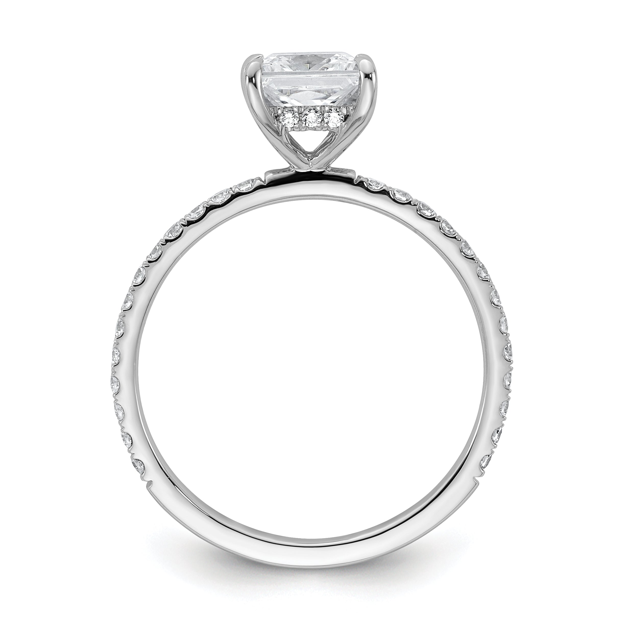 14k White Gold 1 3/8 carat Certified Lab Grown Diamond VS+ F+ Princess Complete Solitaire with Flair Engagement Ring