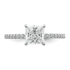14k White Gold 1 3/8 carat Certified Lab Grown Diamond VS/SI+ G+ Princess Complete Solitaire with Flair Engagement Ring