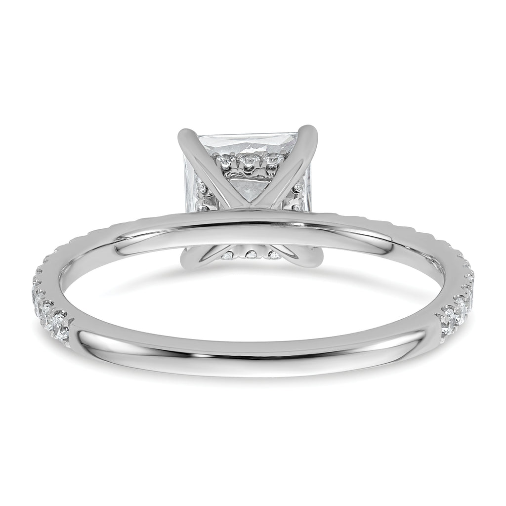 14k White Gold 1 3/8 carat Certified Lab Grown Diamond VS+ F+ Princess Complete Solitaire with Flair Engagement Ring