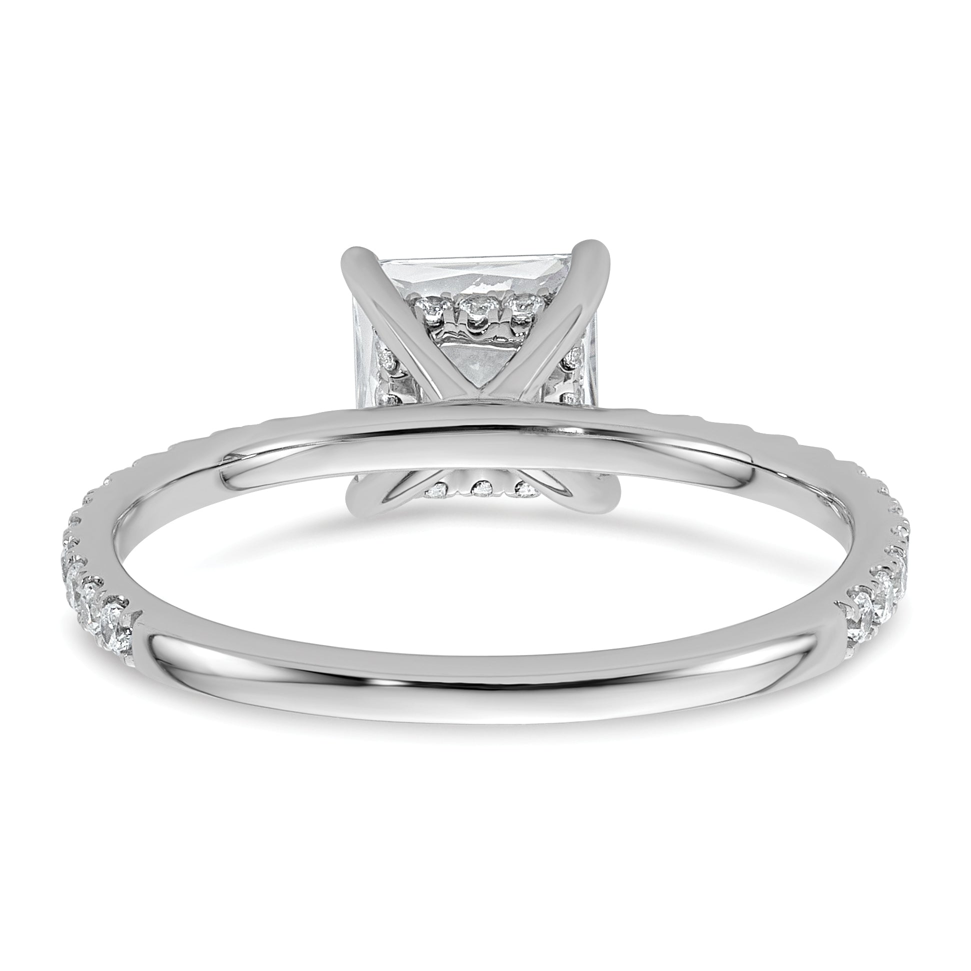 14k White Gold 1 3/8 carat Certified Lab Grown Diamond VS/SI+ G+ Princess Complete Solitaire with Flair Engagement Ring
