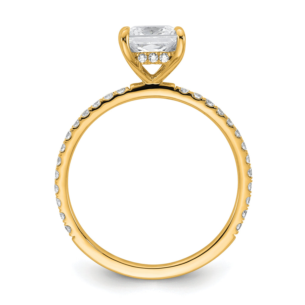 14k 1 3/8 carat Certified Lab Grown Diamond VS+ F+ Princess Complete Solitaire with Flair Engagement Ring