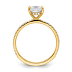 14k 1 3/8 carat Certified Lab Grown Diamond VS+ F+ Princess Complete Solitaire with Flair Engagement Ring