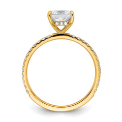 14k 1 3/8 carat Certified Lab Grown Diamond VS/SI+ G+ Princess Complete Solitaire with Flair Engagement Ring
