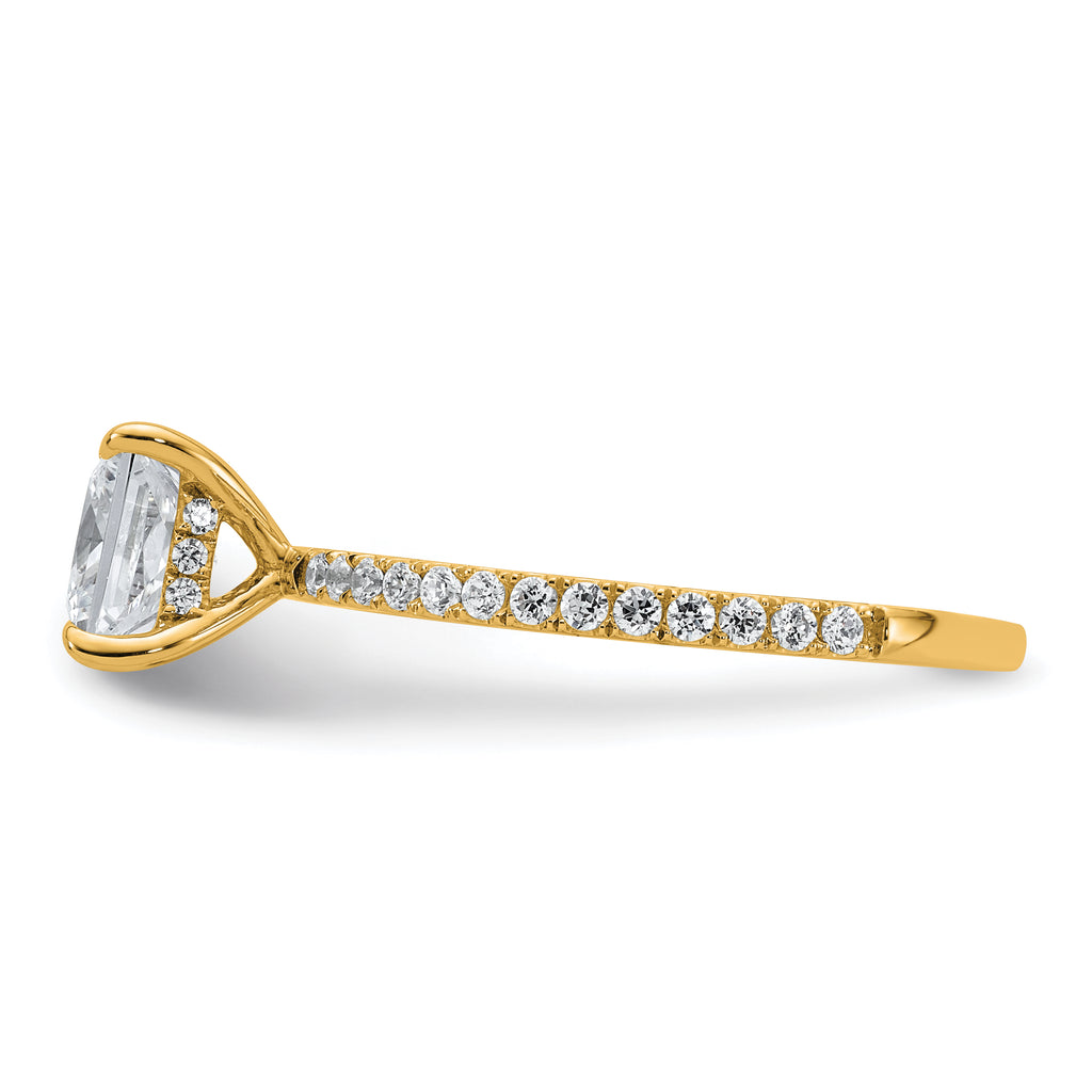 14k 1 3/8 carat Certified Lab Grown Diamond VS+ F+ Princess Complete Solitaire with Flair Engagement Ring