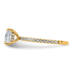 14k 1 3/8 carat Certified Lab Grown Diamond VS+ F+ Princess Complete Solitaire with Flair Engagement Ring