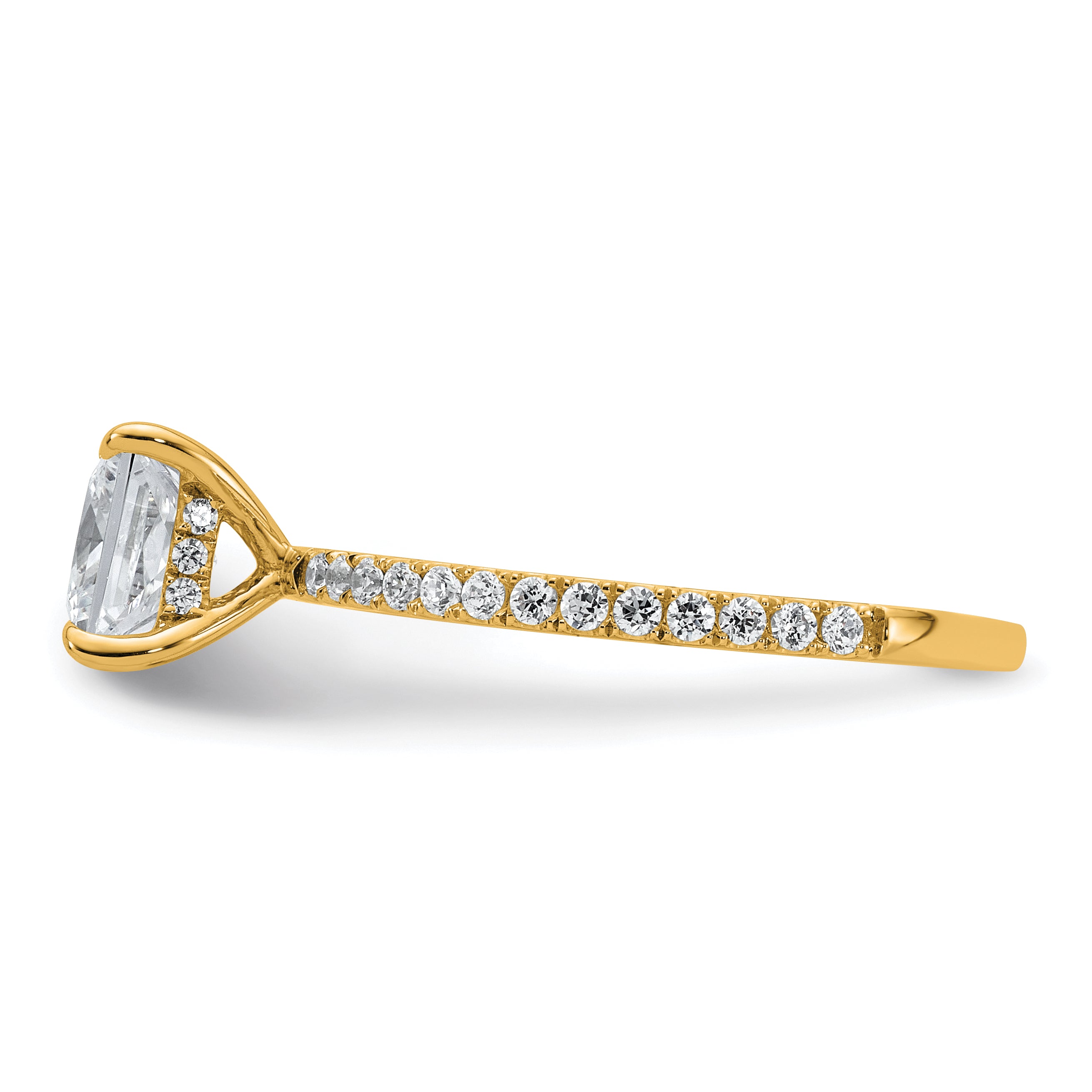14k 1 3/8 carat Certified Lab Grown Diamond VS+ F+ Princess Complete Solitaire with Flair Engagement Ring
