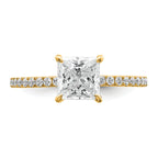 14k 1 3/8 carat Certified Lab Grown Diamond VS+ F+ Princess Complete Solitaire with Flair Engagement Ring