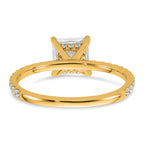 14k 1 3/8 carat Certified Lab Grown Diamond VS+ F+ Princess Complete Solitaire with Flair Engagement Ring