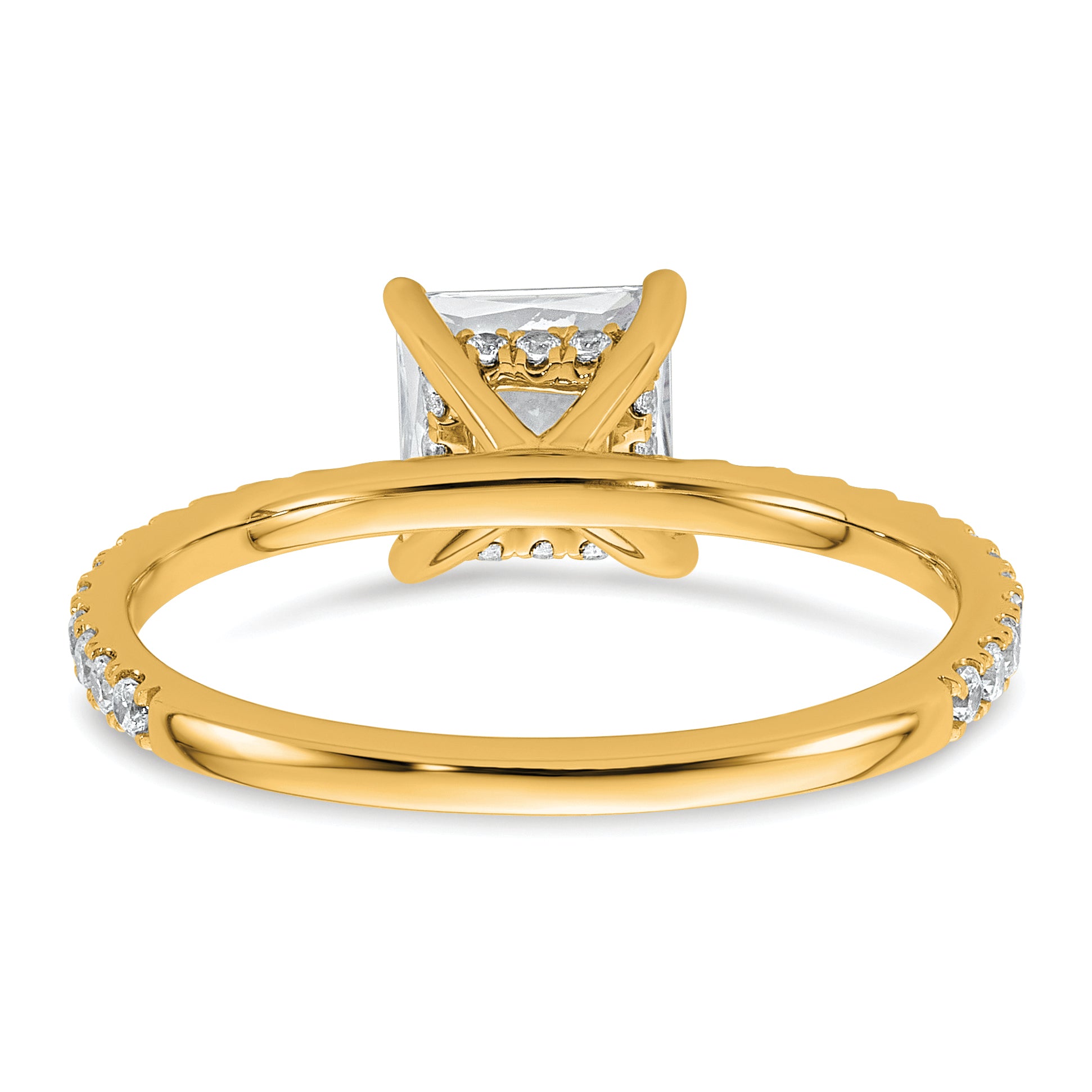 14k 1 3/8 carat Certified Lab Grown Diamond VS/SI+ G+ Princess Complete Solitaire with Flair Engagement Ring