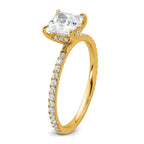 14k 1 3/8 carat Certified Lab Grown Diamond VS+ F+ Princess Complete Solitaire with Flair Engagement Ring