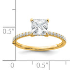 14k 1 3/8 carat Certified Lab Grown Diamond VS/SI+ G+ Princess Complete Solitaire with Flair Engagement Ring