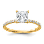 14k 1 3/8 carat Certified Lab Grown Diamond VS+ F+ Princess Complete Solitaire with Flair Engagement Ring