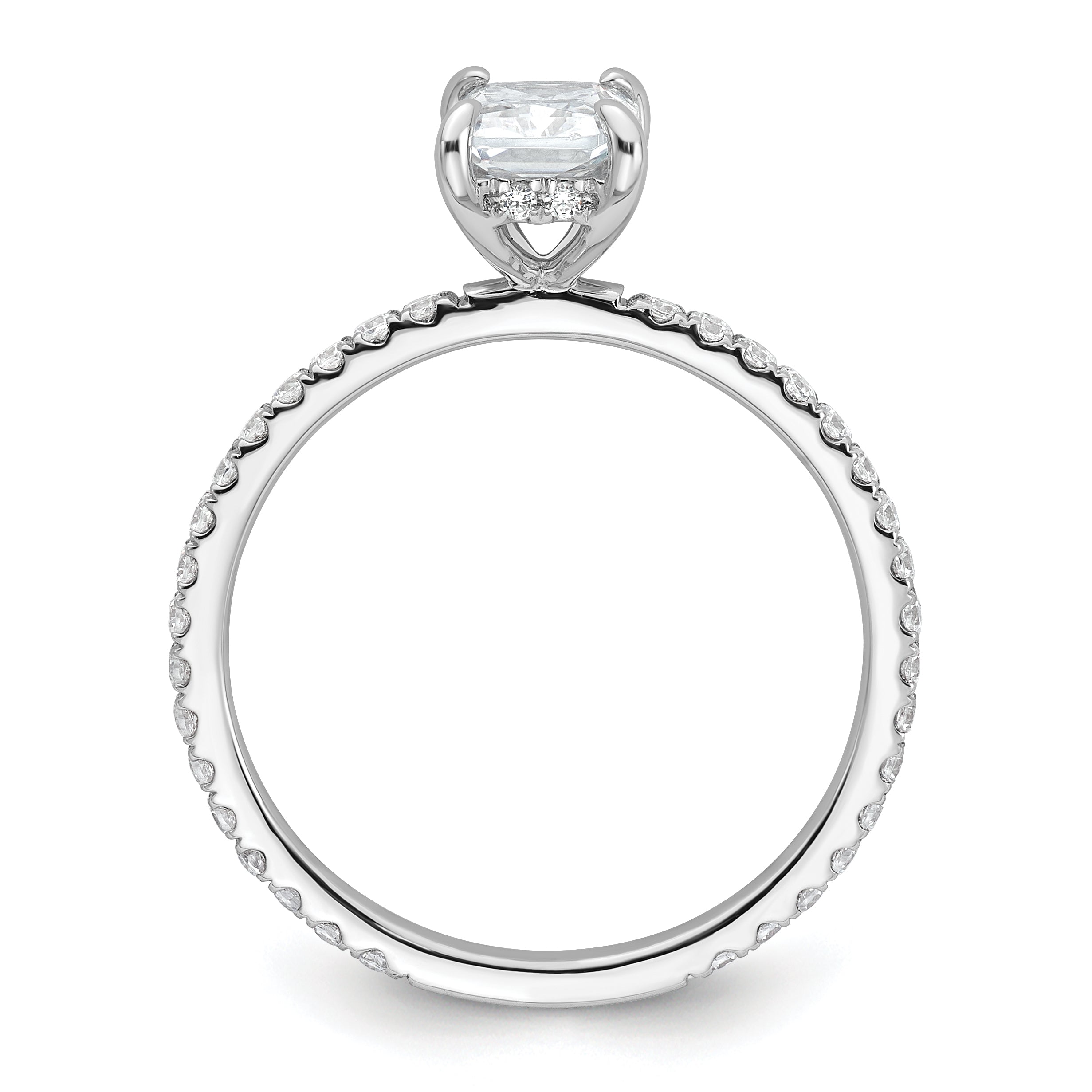 14k White Gold 1 1/3 carat Certified Lab Grown Diamond VS+ F+ Radiant Complete Solitaire with Flair Engagement Ring Secondary image