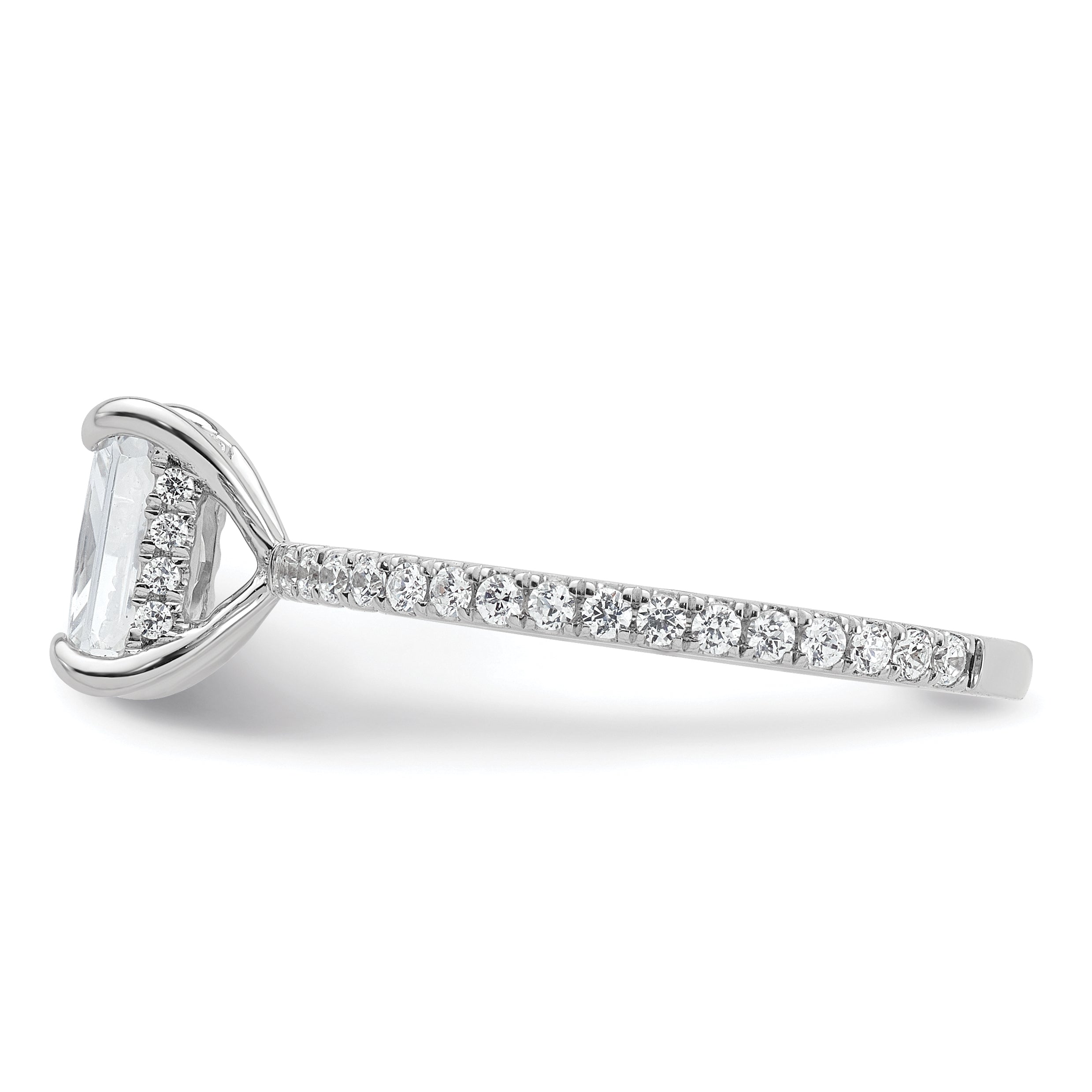 14k White Gold 1 1/3 carat Certified Lab Grown Diamond VS/SI+ G+ Radiant Complete Solitaire with Flair Engagement Ring