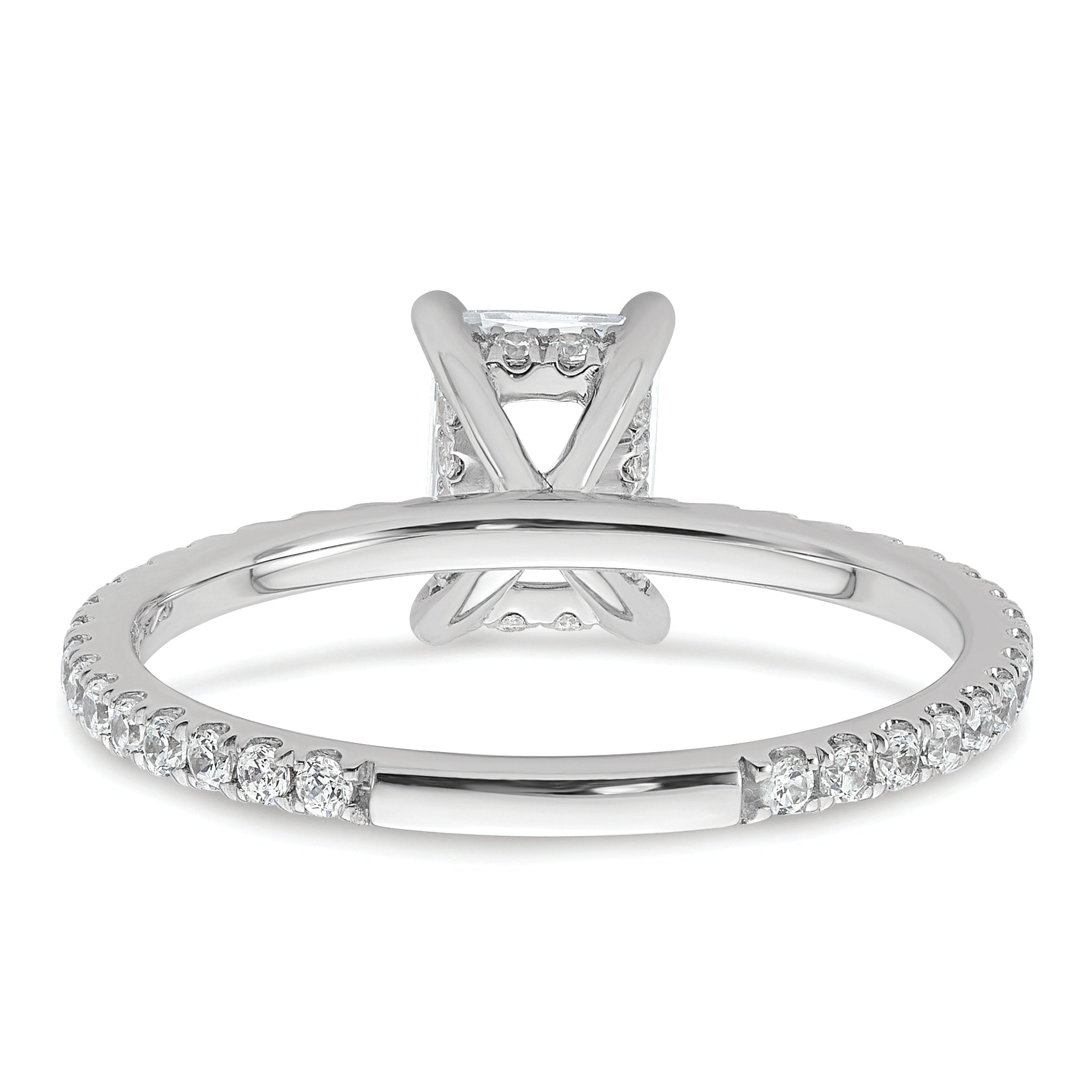 14k White Gold 1 1/3 carat Certified Lab Grown Diamond VS+ F+ Radiant Complete Solitaire with Flair Engagement Ring