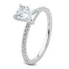 14k White Gold 1 1/3 carat Certified Lab Grown Diamond VS/SI+ G+ Radiant Complete Solitaire with Flair Engagement Ring