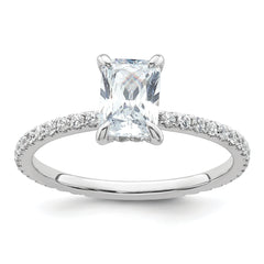 14k White Gold 1 1/3 carat Certified Lab Grown Diamond VS+ F+ Radiant Complete Solitaire with Flair Engagement Ring