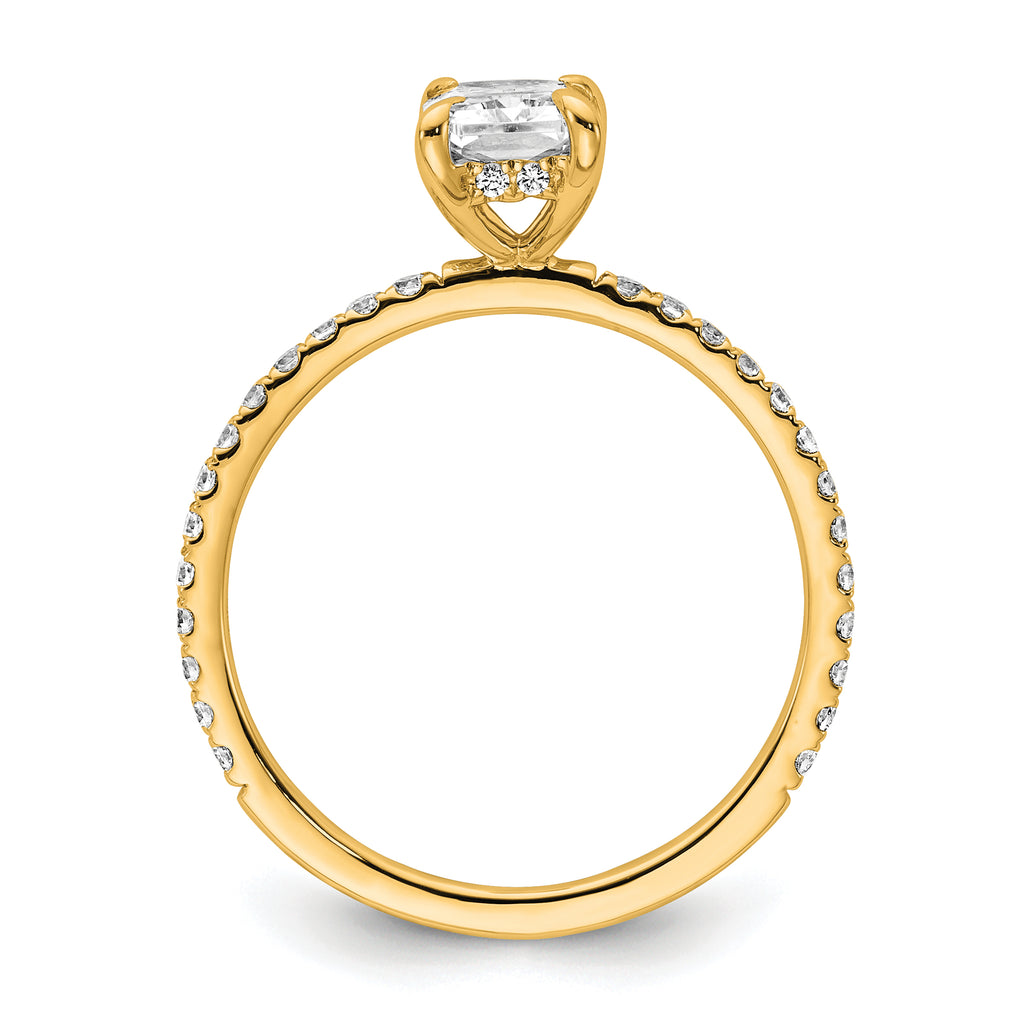 14k 1 1/3 carat Certified Lab Grown Diamond VS+ F+ Radiant Complete Solitaire with Flair Engagement Ring