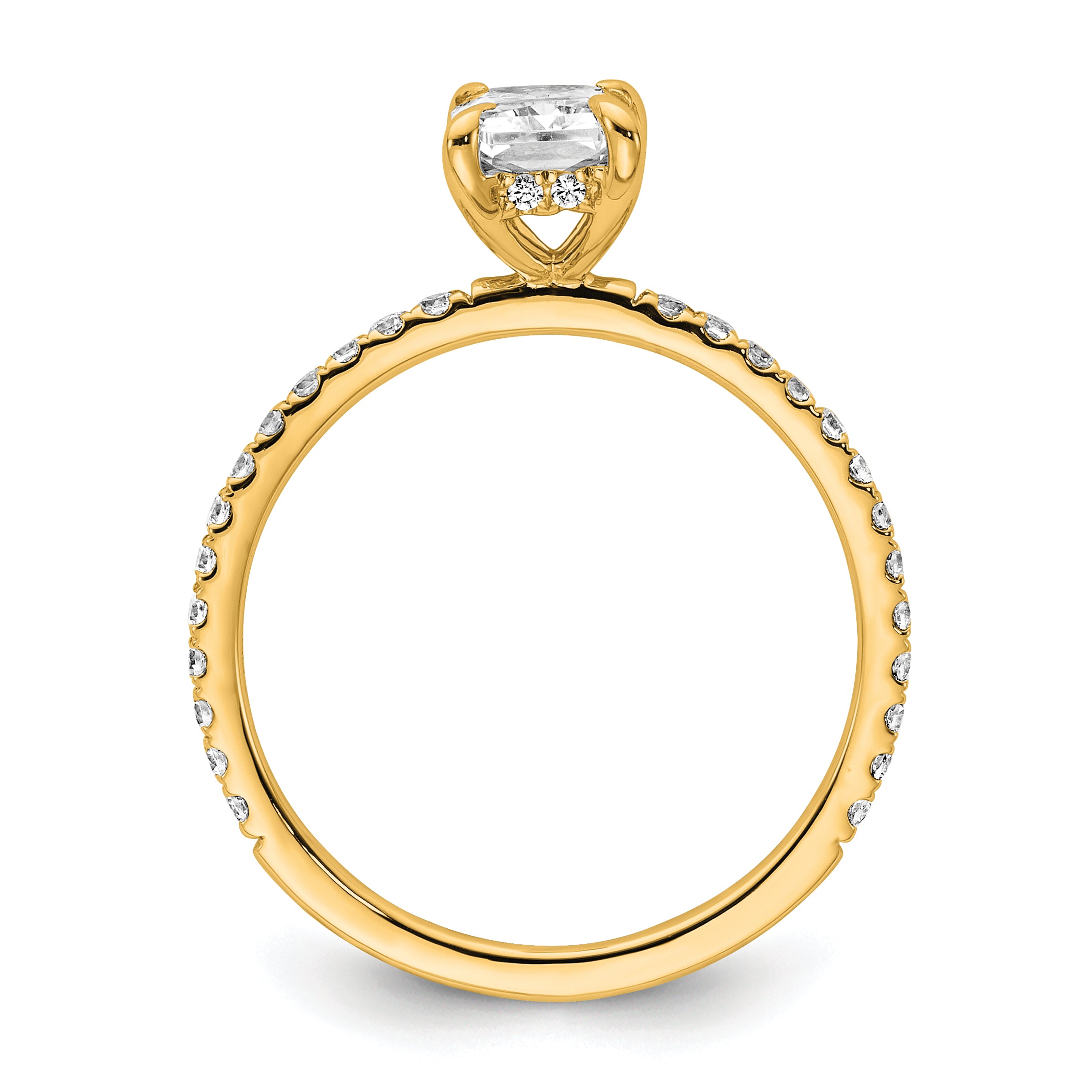 14k 1 1/3 carat Certified Lab Grown Diamond VS+ F+ Radiant Complete Solitaire with Flair Engagement Ring