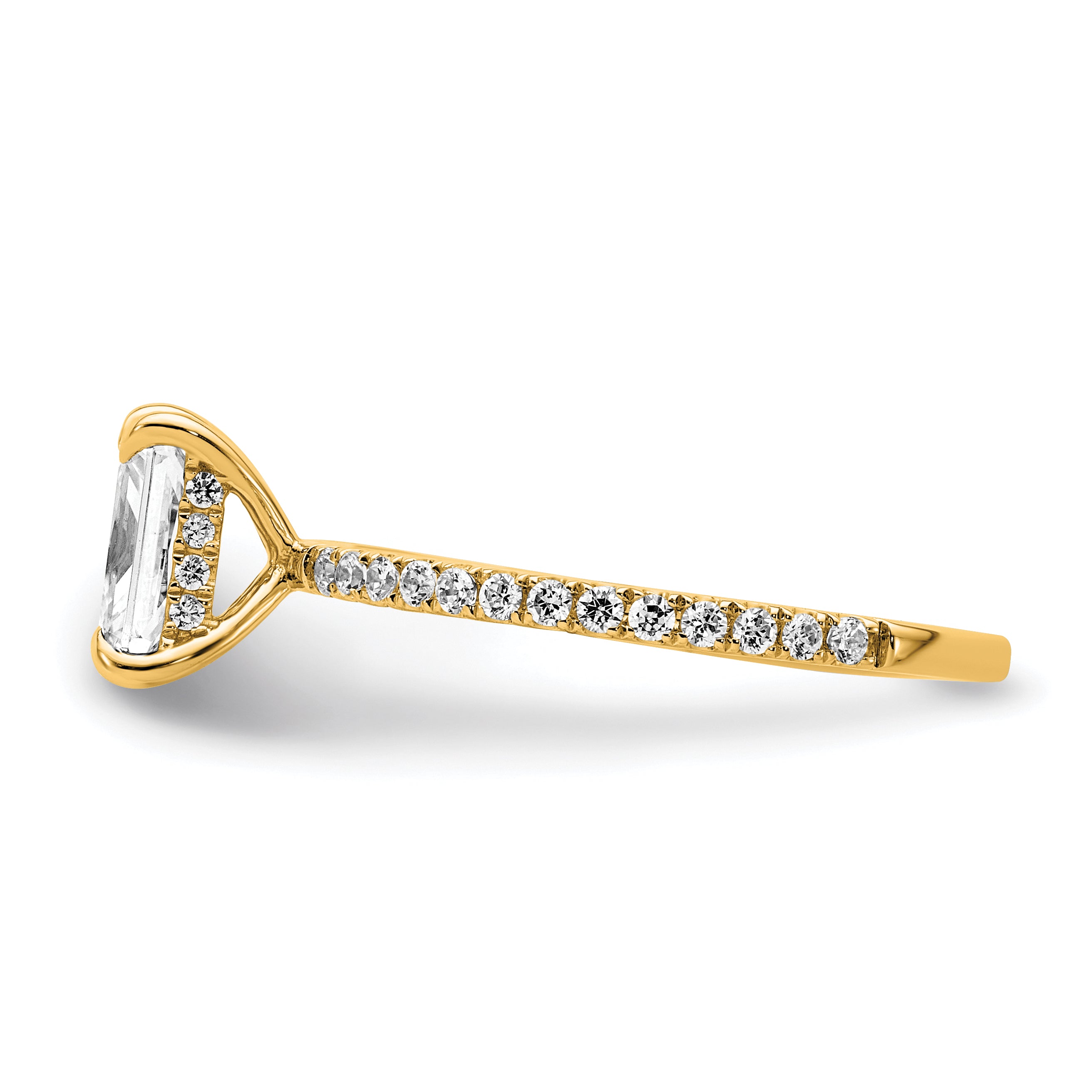 14k 1 1/3 carat Certified Lab Grown Diamond VS/SI+ G+ Radiant Complete Solitaire with Flair Engagement Ring
