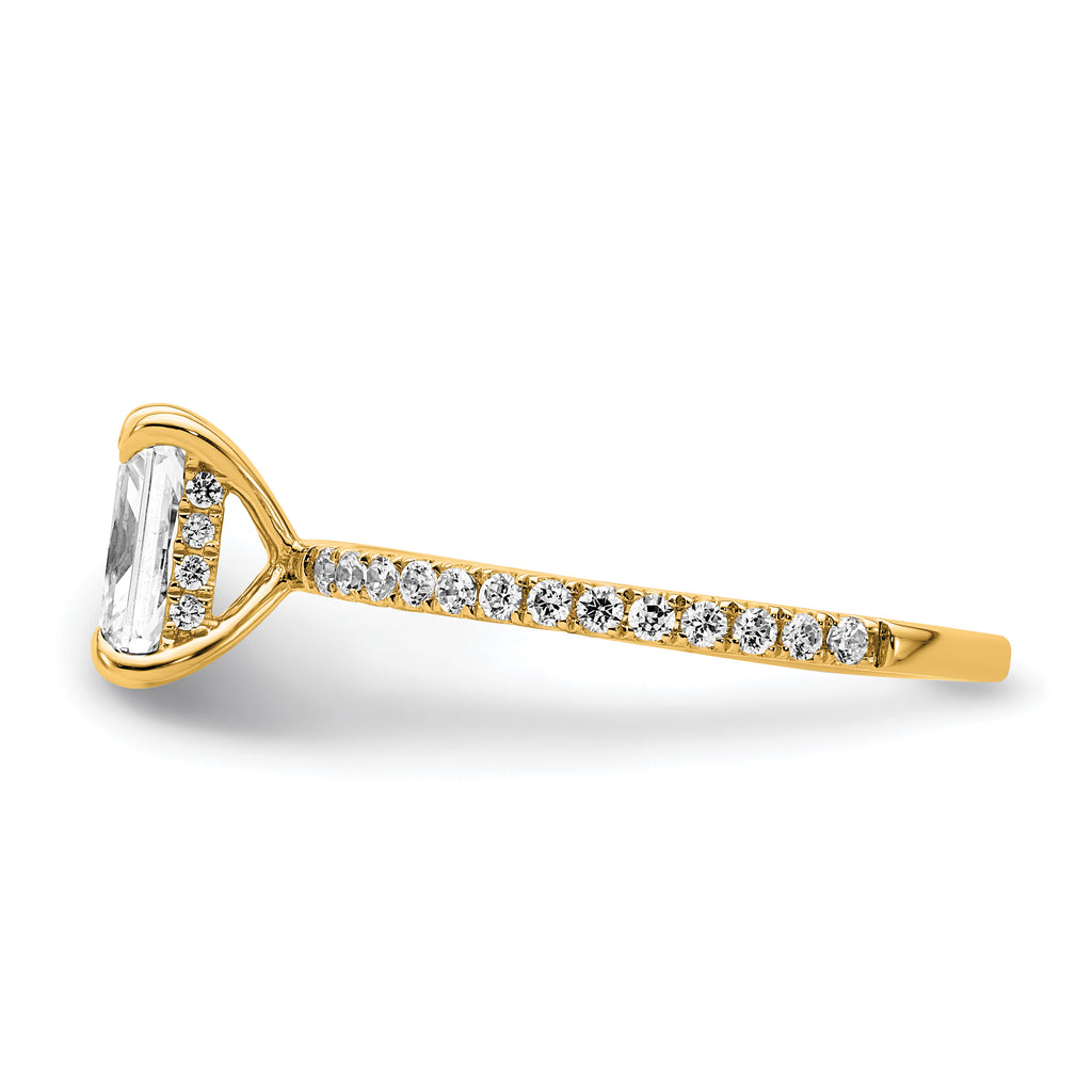 14k 1 1/3 carat Certified Lab Grown Diamond VS/SI+ G+ Radiant Complete Solitaire with Flair Engagement Ring