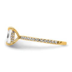 14k 1 1/3 carat Certified Lab Grown Diamond VS/SI+ G+ Radiant Complete Solitaire with Flair Engagement Ring