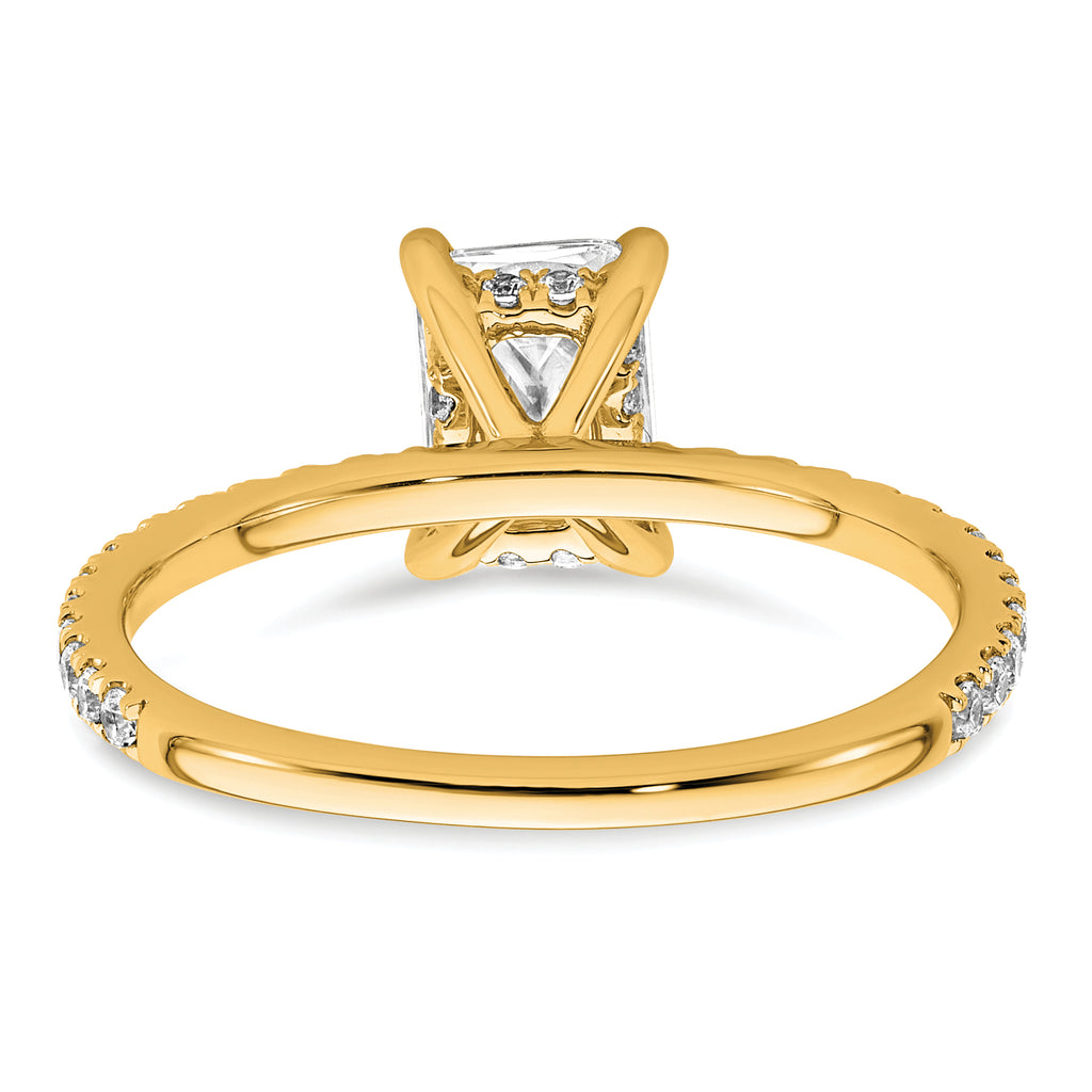 14k 1 1/3 carat Certified Lab Grown Diamond VS+ F+ Radiant Complete Solitaire with Flair Engagement Ring