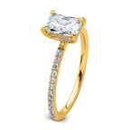 14k 1 1/3 carat Certified Lab Grown Diamond VS+ F+ Radiant Complete Solitaire with Flair Engagement Ring