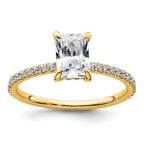 14k 1 1/3 carat Certified Lab Grown Diamond VS+ F+ Radiant Complete Solitaire with Flair Engagement Ring