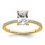 14k 1 1/3 carat Certified Lab Grown Diamond VS/SI+ G+ Radiant Complete Solitaire with Flair Engagement Ring
