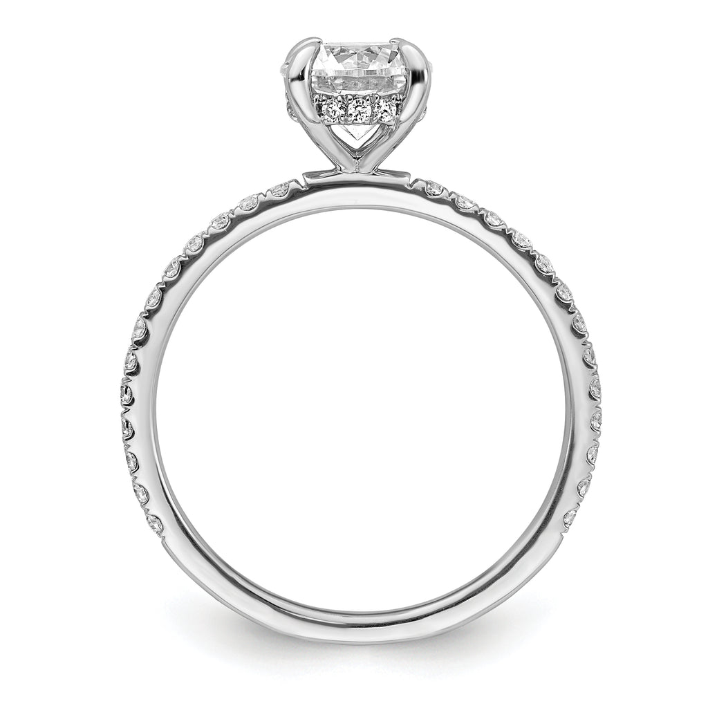 14k White Gold 1 1/3 carat Certified Lab Grown Diamond VS+ F+ Round Complete Solitaire with Flair Engagement Ring